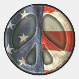 Vintage Peace sign Classic Round Sticker