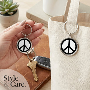Vintage Peace Sign Premium Round Keychain