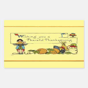 Vintage Peaceful Thanksgiving Rectangular Sticker