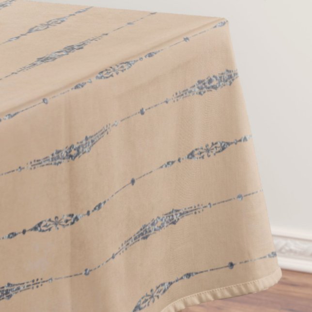 Vintage peach and elegant silver grey striped tablecloth (Creator Uploaded)