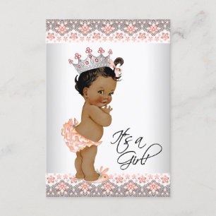 Vintage Peach and Grey Ethnic Baby Girl Shower Invitation