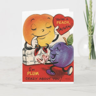 Vintage Peach And Plum Valentine's Day Card