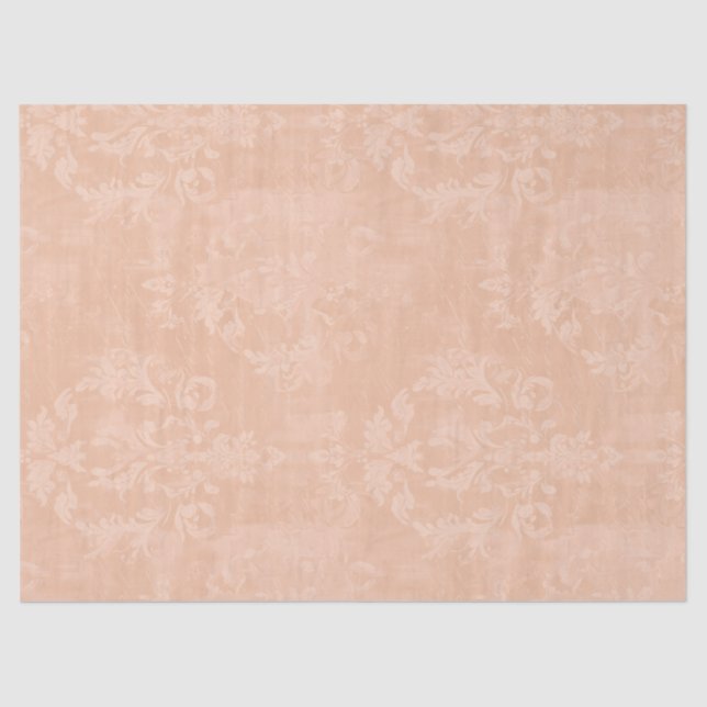 Vintage Peach Antique Damask Decoupage  Tissue Paper (Front)