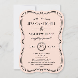 Vintage Peach Art Deco Monogram Save the Date
