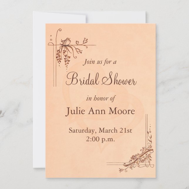 Vintage Peach Bridal Shower Invitation (Front)