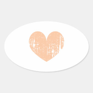 Vintage peach colour wedding heart oval sticker