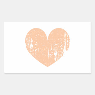 Vintage peach colour wedding heart rectangular sticker