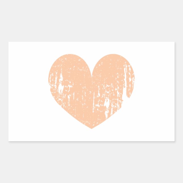 Vintage peach colour wedding heart rectangular sticker (Front)