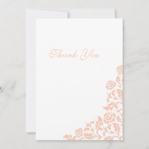 Vintage Peach Floral Rose Lace Wedding Thank You Card