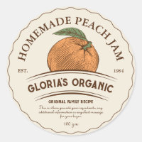 Vintage Peach Fruit Jam Custom Product Label