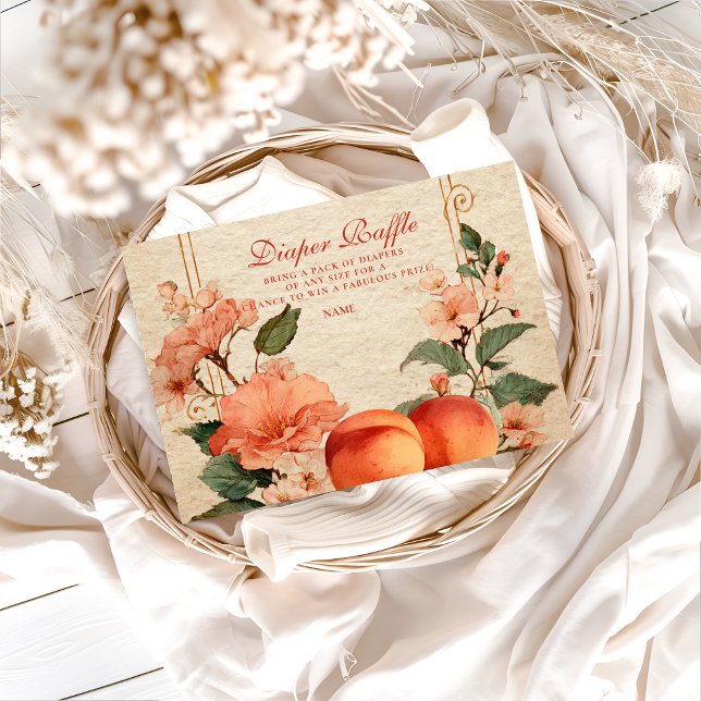 Vintage Peach Garden Botanical Diapper Raffle  Enclosure Card (Creator Uploaded)