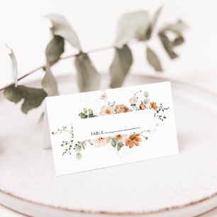 Vintage Peach Garden Folded Wedding Place Card