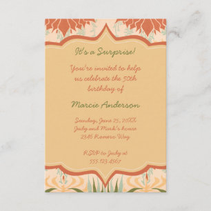 Vintage Peach Ivory Green Floral Party Invitation