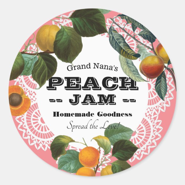 Vintage Peach Jam Label (Front)