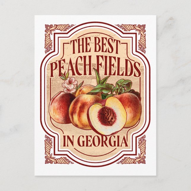Vintage Peach Label Georgia Peachs Postcard (Front)