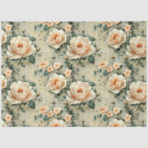 Vintage Peach Pink Floral Pattern Decoupage Tissue Paper