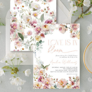 Vintage Peach Pink Love is in Bloom Bridal Shower Invitation