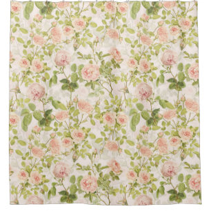 Vintage Peach Rococo Roses Luxury Garden 1 Shower Curtain