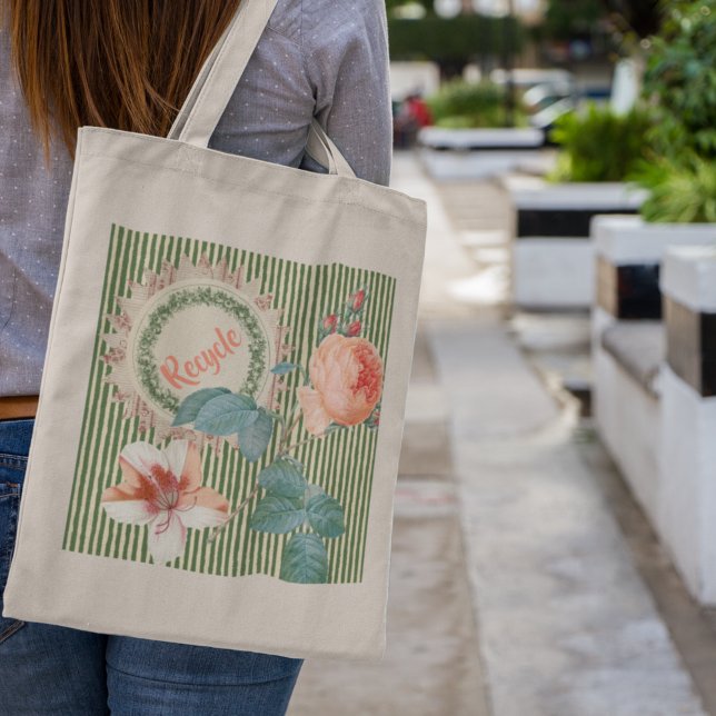 Vintage Peach Rose Azalea Sunshine Large Tote Bag (Creator Uploaded)