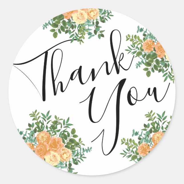 Vintage Peach Rose Wedding Classic Round Sticker (Front)