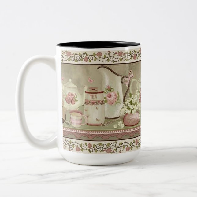 Vintage Peach Tea & Roses Mug (Left)