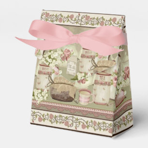 Vintage Peach Tea & Roses Tent Favour Box