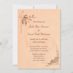 Vintage Peach Wedding Invitation