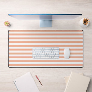 Vintage Peach & White Stripes Striped Desk Mat