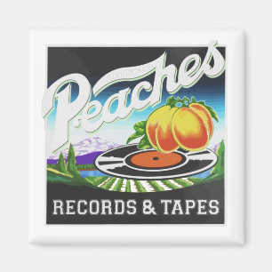 Vintage Peaches Records & Tapes Logo Magnet