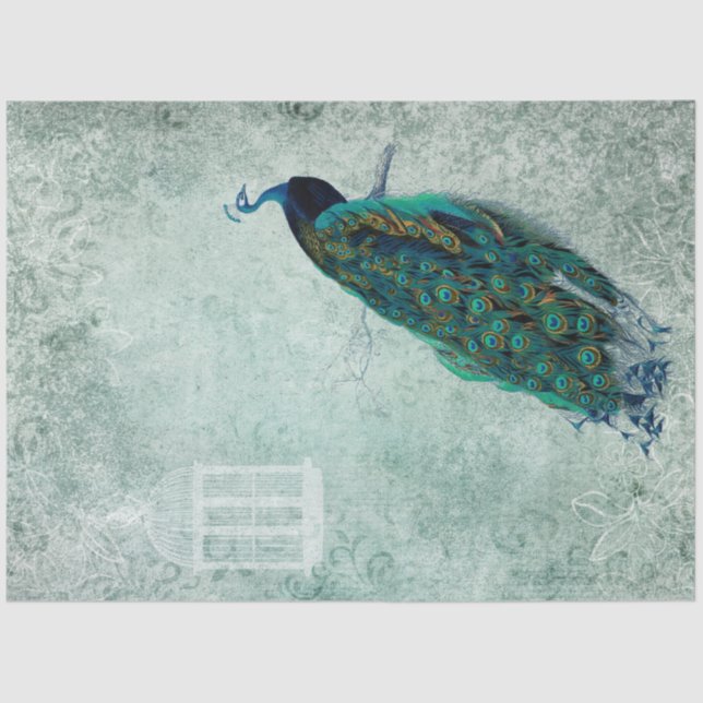 Vintage Peacock 18lb Tissue Craft Paper (Front)