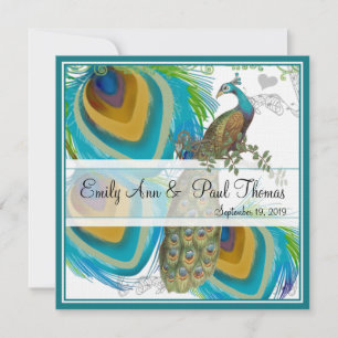 Vintage Peacock 3 Feathers Save the Date