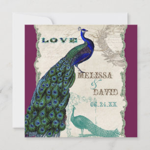 Vintage Peacock 5 - Formal Wedding Invitation