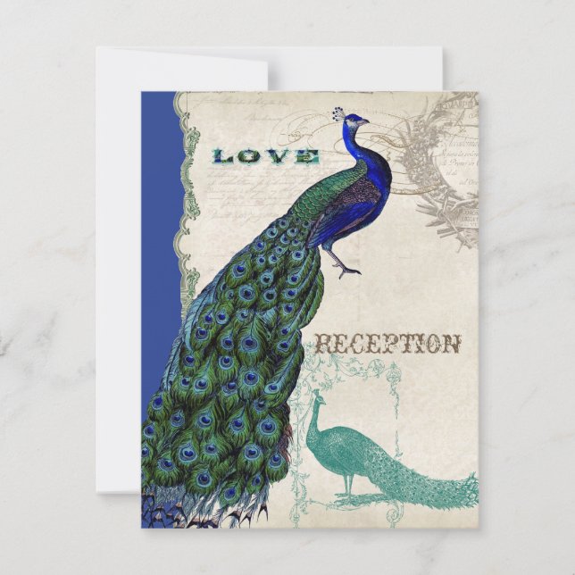 Vintage Peacock 5 - Formal Wedding Invitation (Front)
