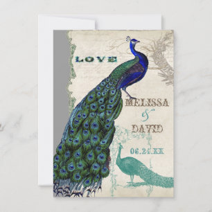 Vintage Peacock 5 - Formal Wedding Invitation