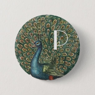 Vintage Peacock 6 Cm Round Badge