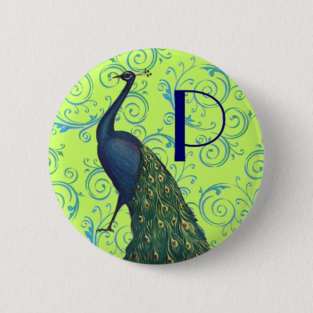 Vintage Peacock 6 Cm Round Badge (Front)