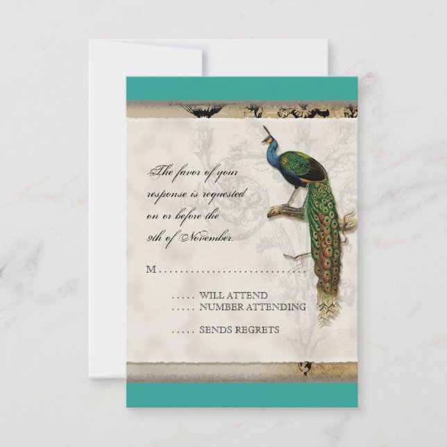 Vintage Peacock 6 Music Notes Candelabra Swirl (Front)