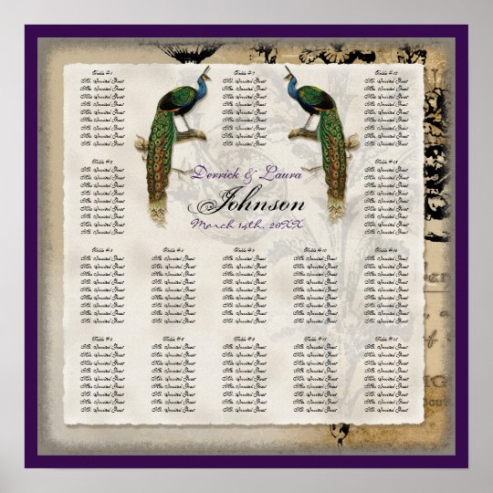 Vintage Peacock 6 - Reception Table Seating Chart