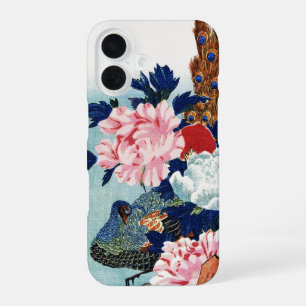 Vintage Peacock and peonies flowers painting iPhone 16 Case