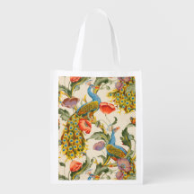 Vintage Peacock and poppies illustrations