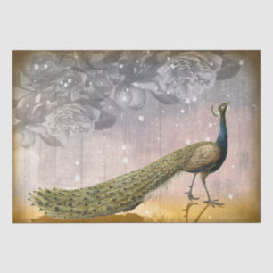 Vintage Peacock and Roses Decoupage Tissue Paper