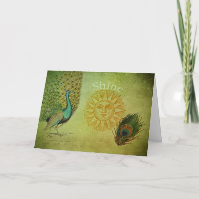 Vintage Peacock Art Collage Card (Front)