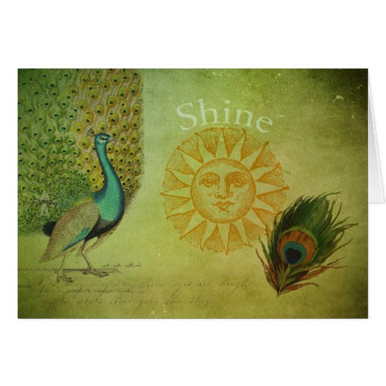 Vintage Peacock Art Collage Card