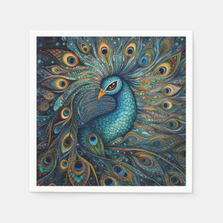 Vintage Peacock Art Nouveau Napkin