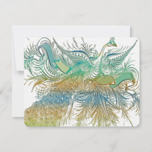 Vintage Peacock Birds Wedding Response Card