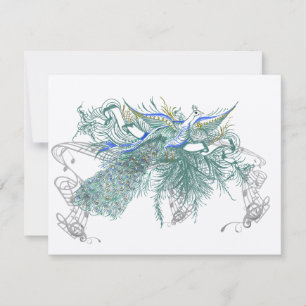 Vintage Peacock Birds Wedding Response Card
