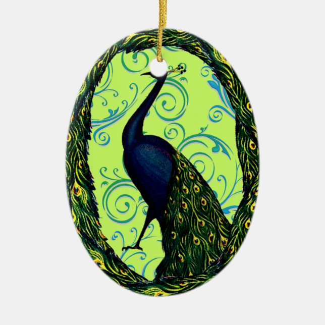Vintage Peacock Ceramic Tree Decoration (Front)