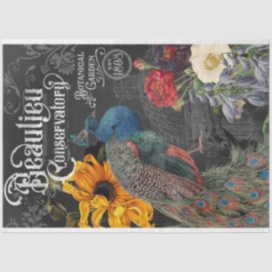 Vintage Peacock Conservatory and Botanical Garden  Tissue Paper