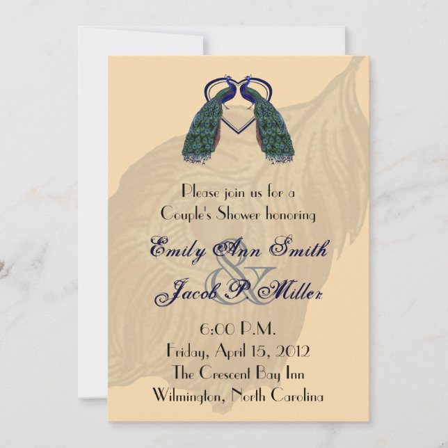 Vintage Peacock Couple's Shower Invitations (Front)