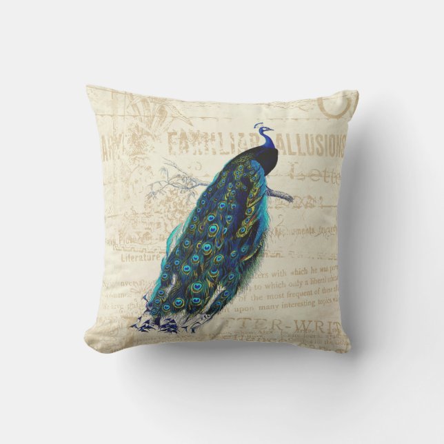 Vintage Peacock Cushion (Front)